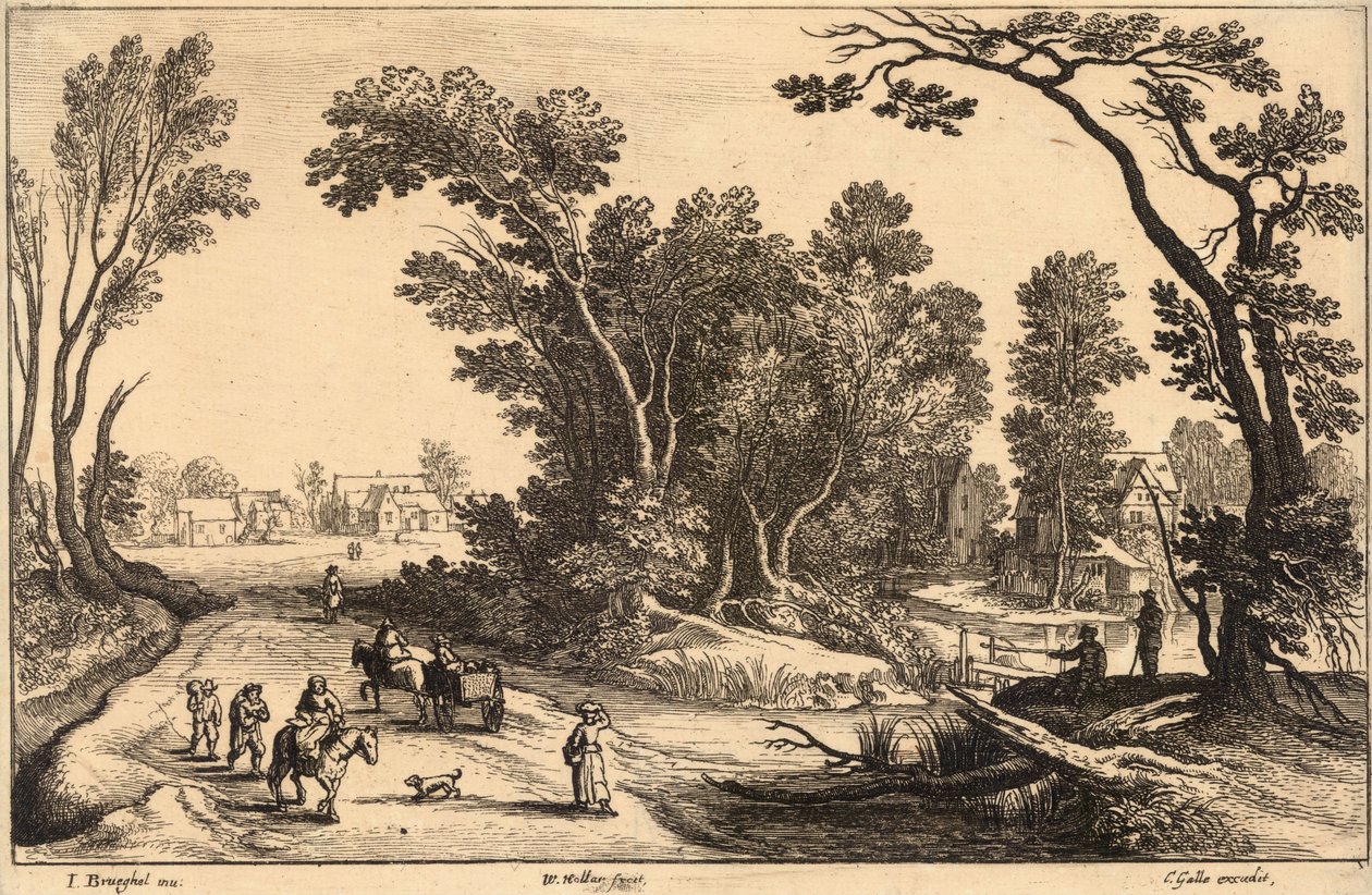 बाजार (Brueghel) जा रहे हैं। राज्य २ द्वारा Wenceslaus Hollar