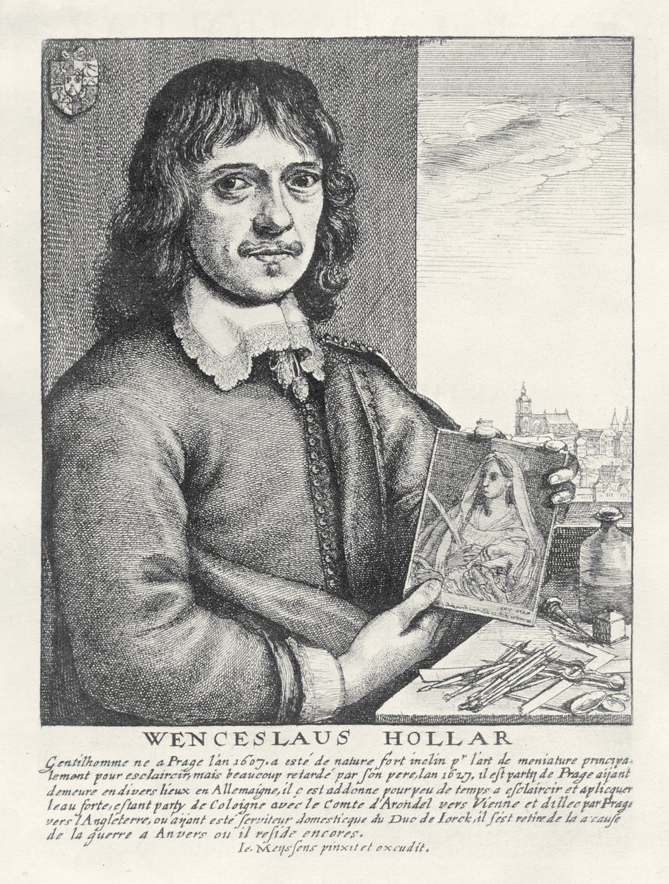 स्व चित्र, c.1649 द्वारा Wenceslaus Hollar
