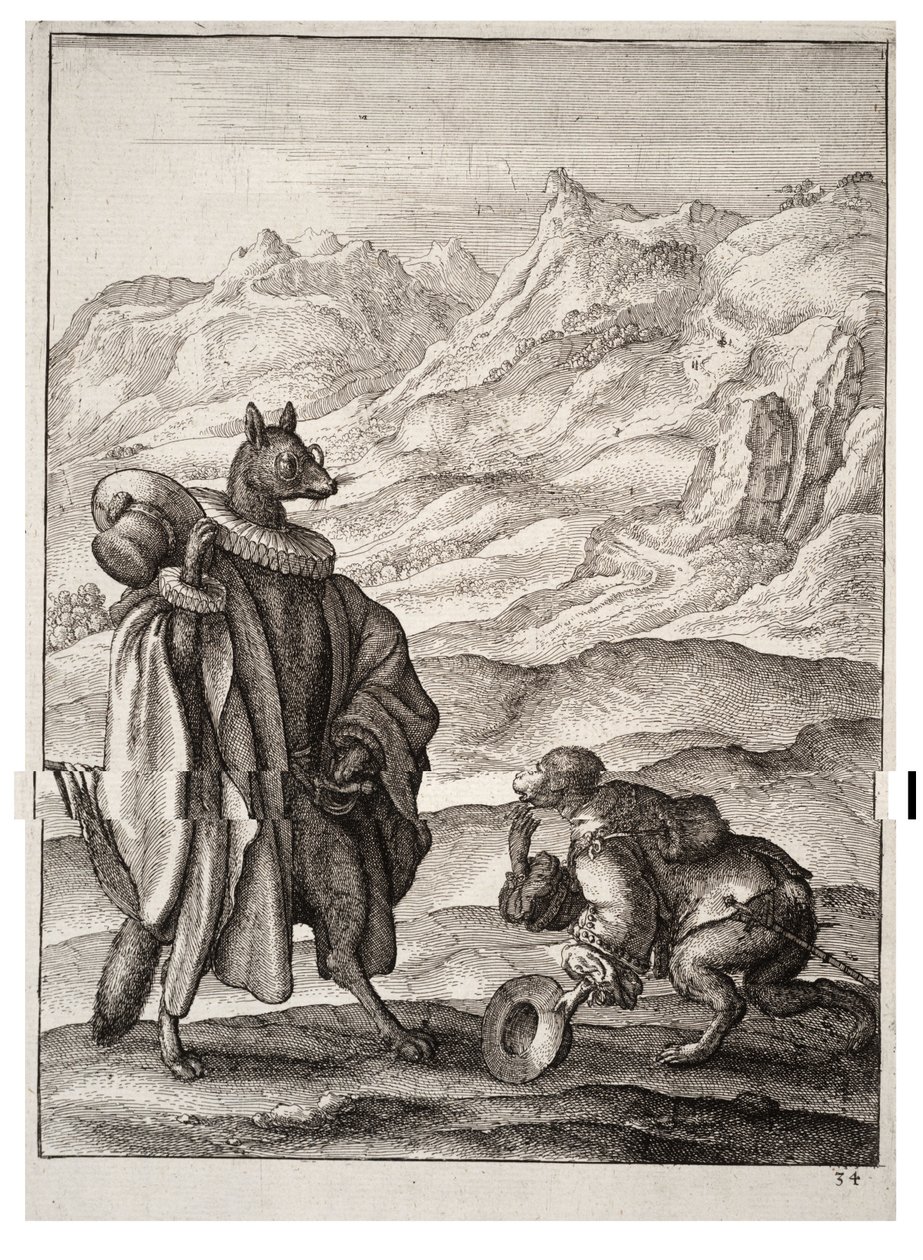 फ्रेंच बंदर और स्पेनिश लोमड़ी द्वारा Wenceslaus Hollar