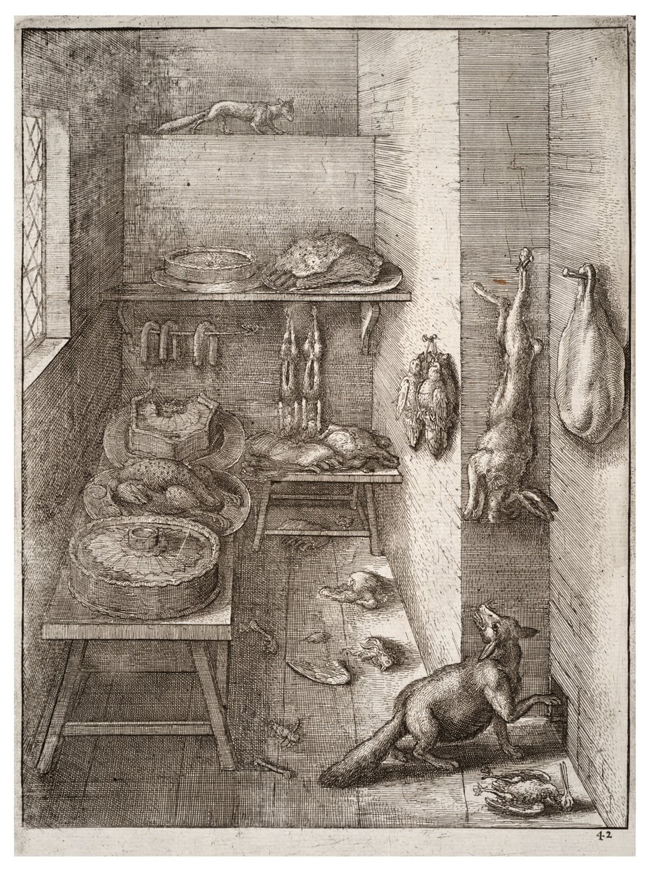 लोमड़ी और नेवला। राज्य २ द्वारा Wenceslaus Hollar