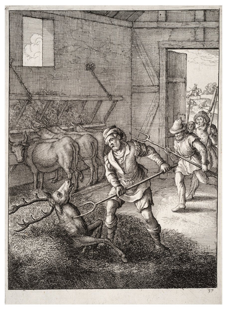 गौशाला में हरिण द्वारा Wenceslaus Hollar