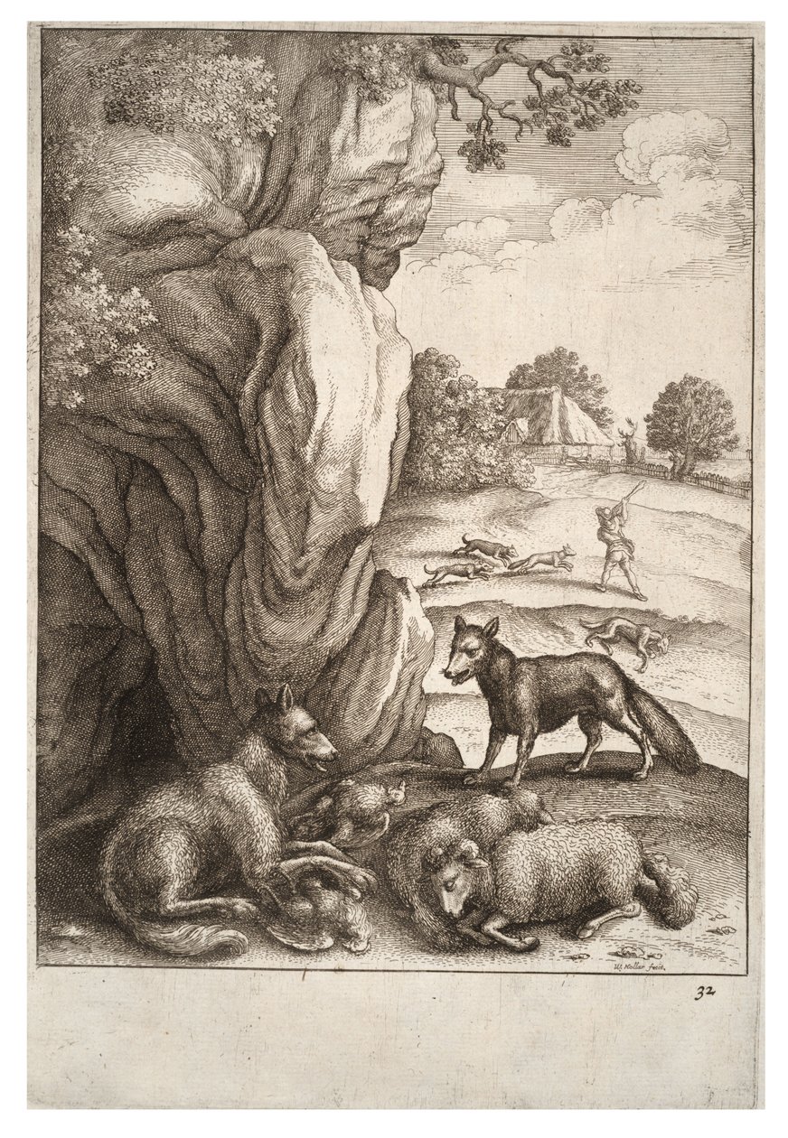 भेड़िया और लोमड़ी द्वारा Wenceslaus Hollar