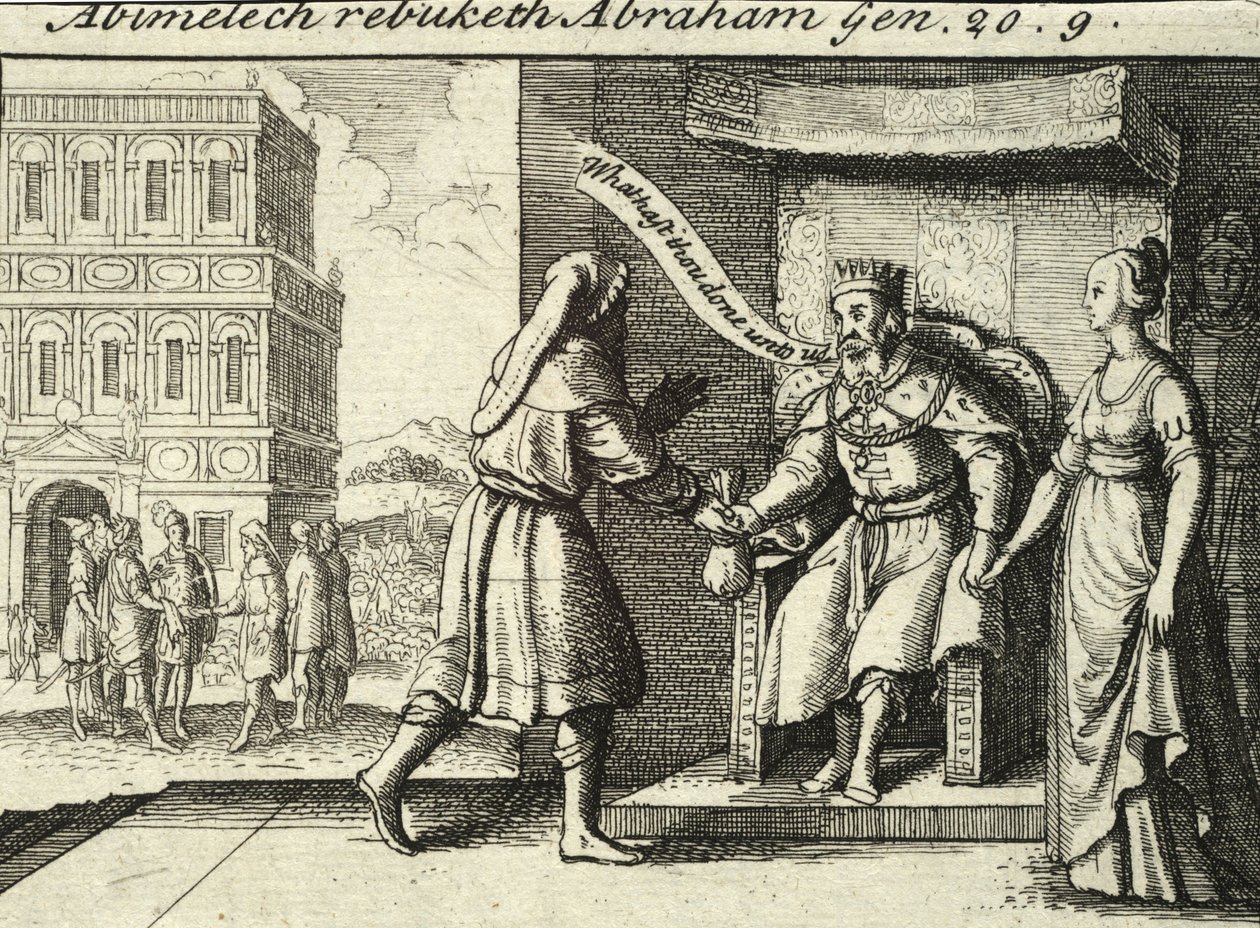 अबीमेलेक ने इब्राहीम को डांटा। राज्य 2 द्वारा Wenceslaus Hollar