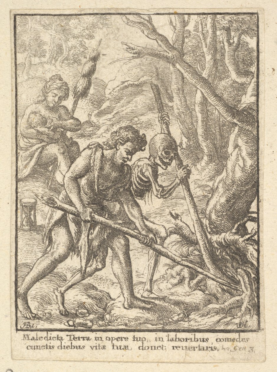 एडम प्लविंग फ्रॉम द डांस ऑफ़ डेथ, 1651। द्वारा Wenceslaus Hollar