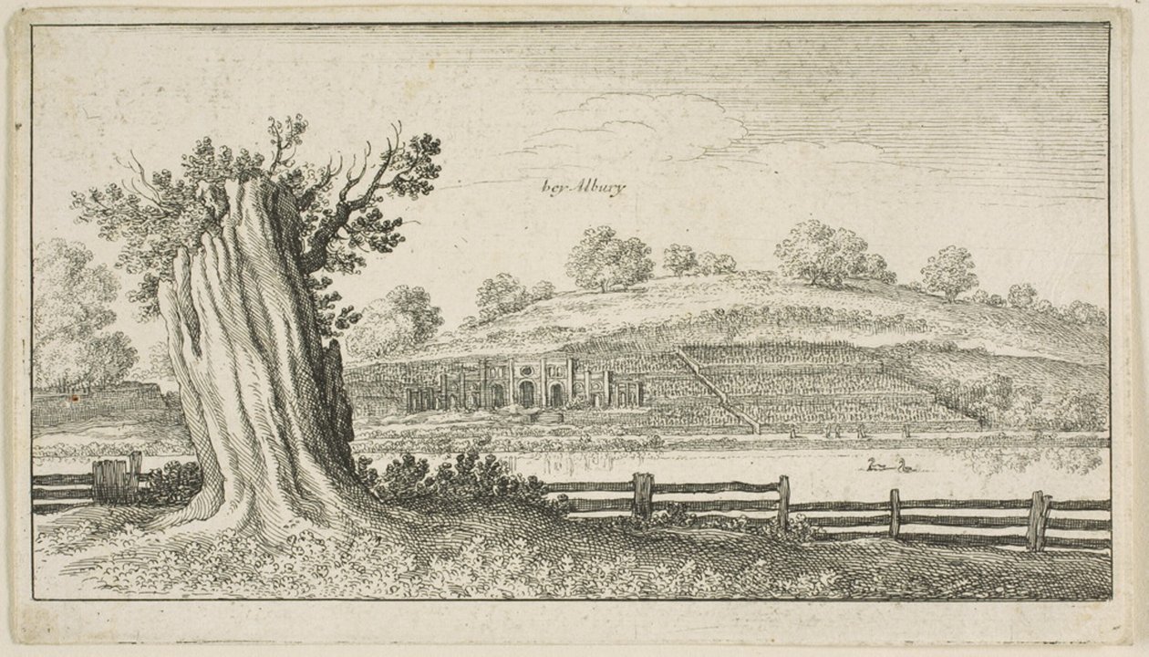 अग्रभूमि में वृक्ष-स्टंप के साथ एल्बरी द्वारा Wenceslaus Hollar