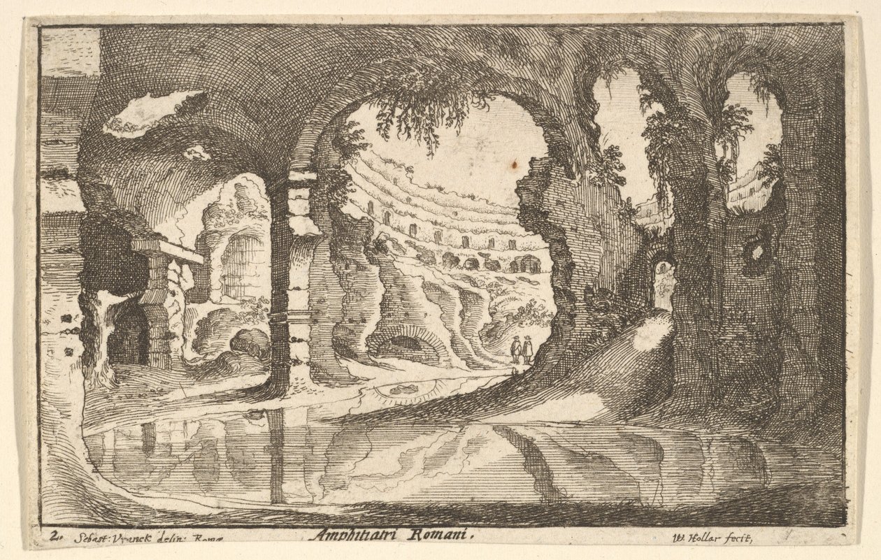 रोमन एम्फीथिएटर्स, सीए 1650। द्वारा Wenceslaus Hollar