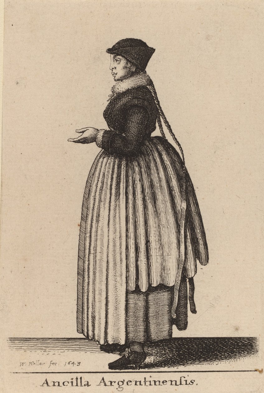 अर्जेंटीना की दासी, 1643। द्वारा Wenceslaus Hollar