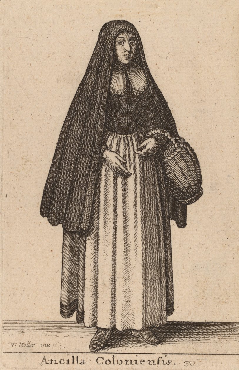 कोलोन की नौकरानी, 1643। द्वारा Wenceslaus Hollar