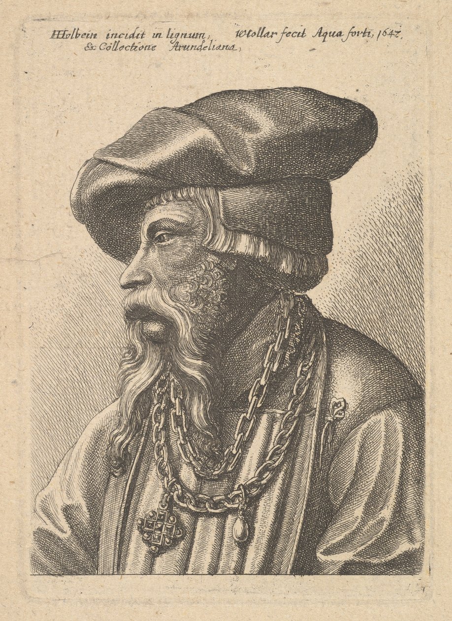 चेन हार के साथ दाढ़ी वाला आदमी, 1647। द्वारा Wenceslaus Hollar