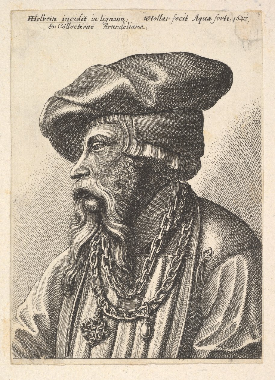 चेन हार के साथ दाढ़ी वाले, 1647। द्वारा Wenceslaus Hollar