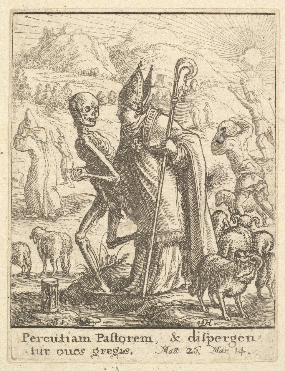 बिशप, डांस ऑफ़ डेथ, 1651 से। द्वारा Wenceslaus Hollar