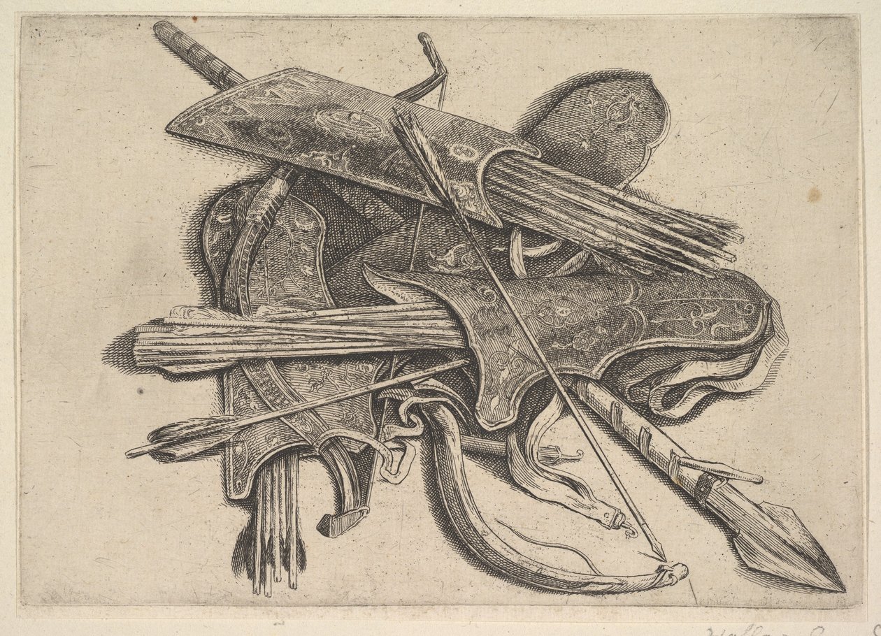 धनुष, नदियाँ और एक भाला, 1625-77। द्वारा Wenceslaus Hollar