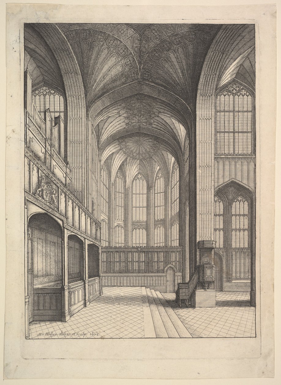सेंट जॉर्जेस चैपल, विंडसर में चैपल। द्वारा Wenceslaus Hollar