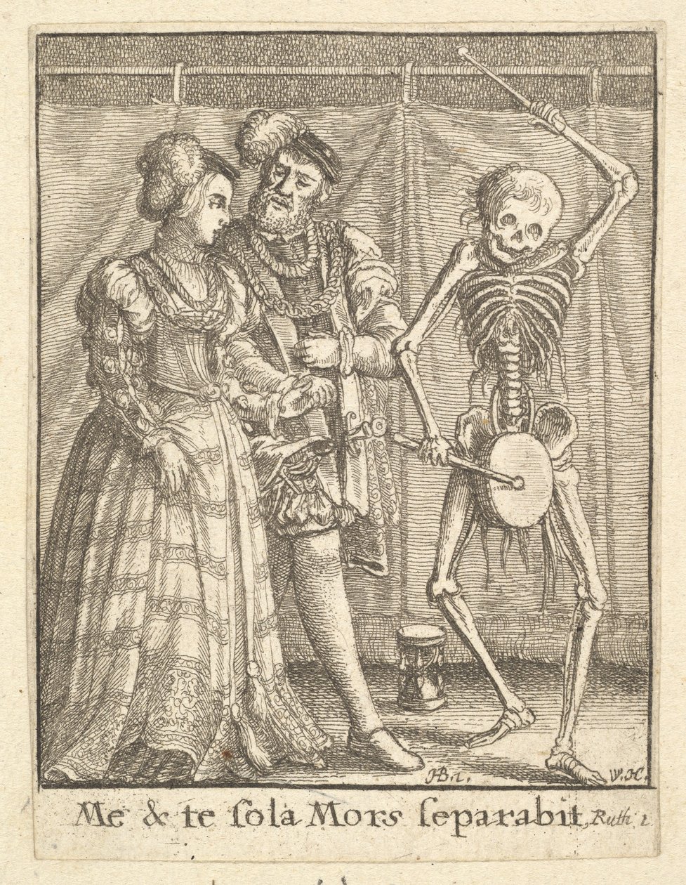 ब्राइडल जोड़ी, डांस ऑफ़ डेथ, 1651 से। द्वारा Wenceslaus Hollar