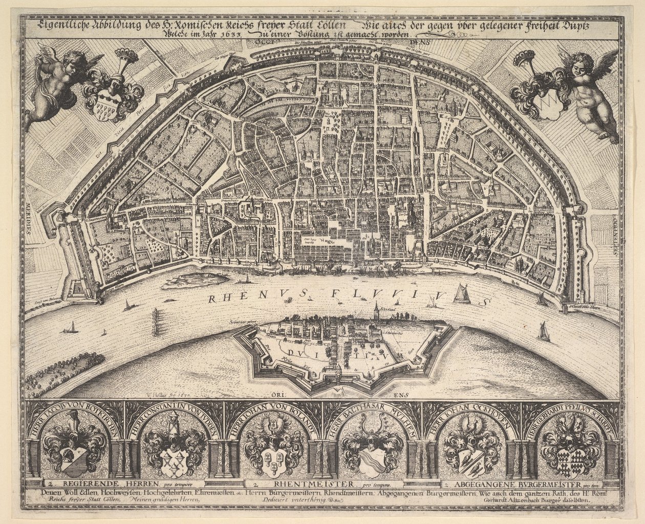 कोलोन और ड्यूत्ज़, 1635। द्वारा Wenceslaus Hollar
