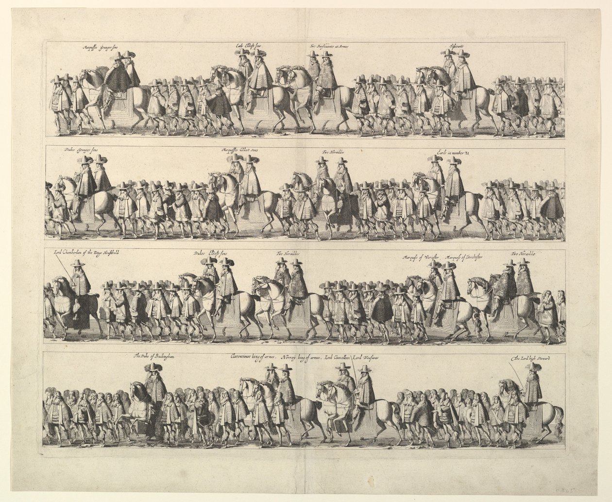 लंदन के माध्यम से चार्ल्स द्वितीय का राज्याभिषेक जुलूस, 1662। द्वारा Wenceslaus Hollar