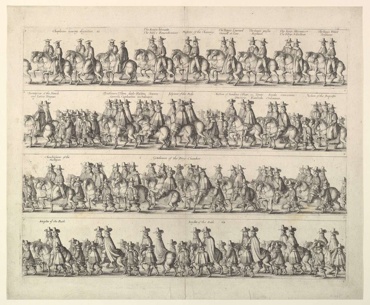 लंदन के माध्यम से चार्ल्स द्वितीय का राज्याभिषेक जुलूस, 1662। द्वारा Wenceslaus Hollar