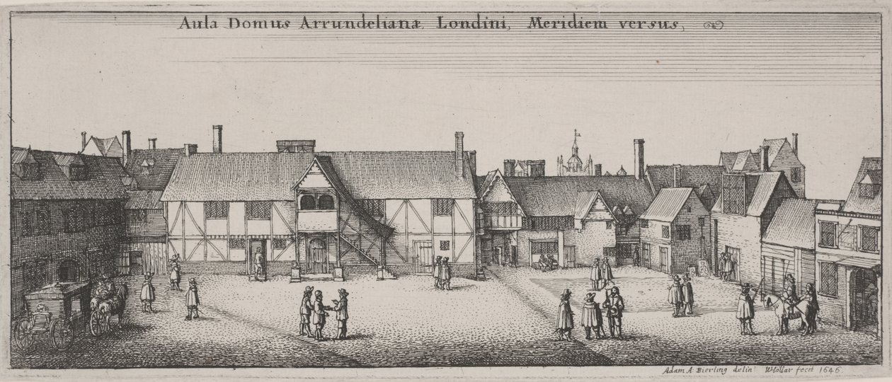 दक्षिण से अरुंडेल हाउस का आंगन द्वारा Wenceslaus Hollar