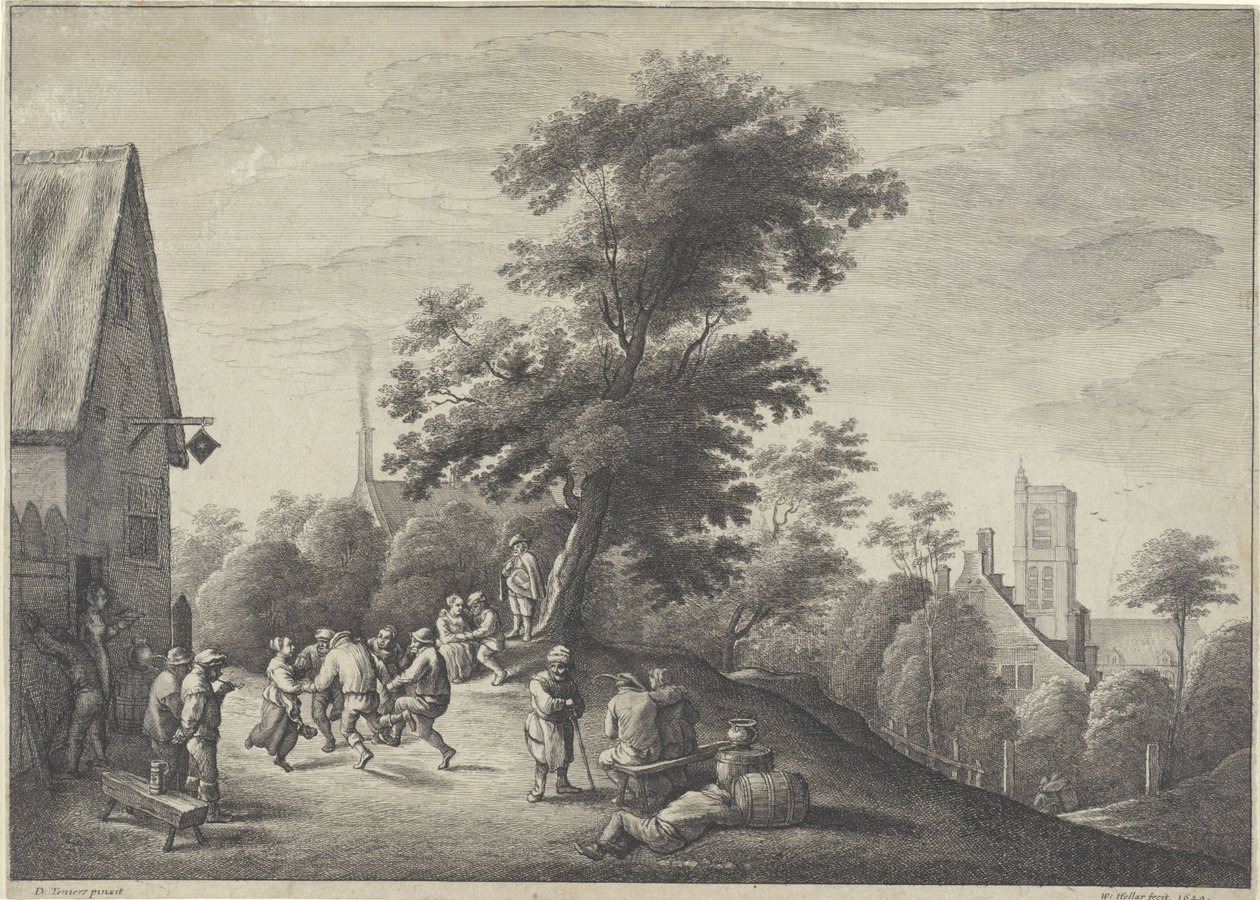एक सराय के सामने नाचते किसान द्वारा Wenceslaus Hollar