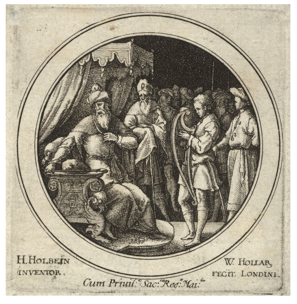 शाऊल के सामने दाऊद। राज्य 2 द्वारा Wenceslaus Hollar
