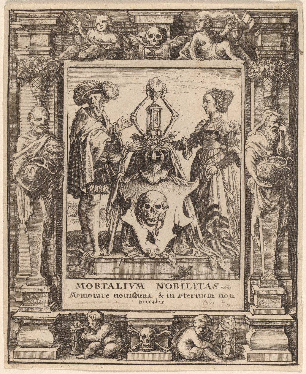 डेथ्स कोट ऑफ आर्म्स, 1651। द्वारा Wenceslaus Hollar