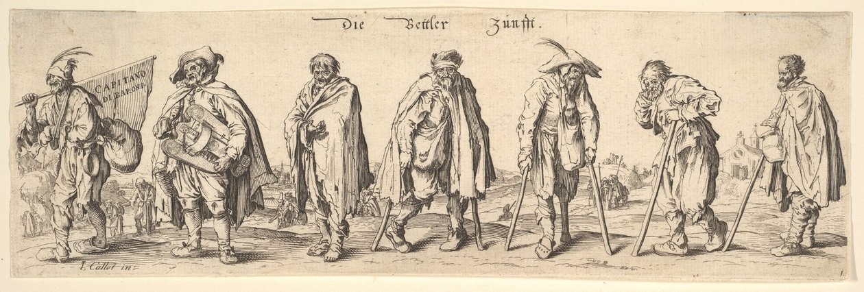 भिखारी गिल्ड सात भिखारी, 1630। द्वारा Wenceslaus Hollar