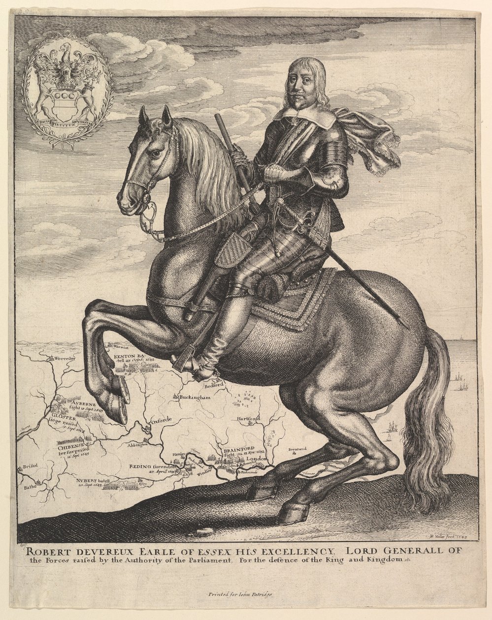 हॉर्सबैक पर अर्ल ऑफ एसेक्स, 1643। द्वारा Wenceslaus Hollar