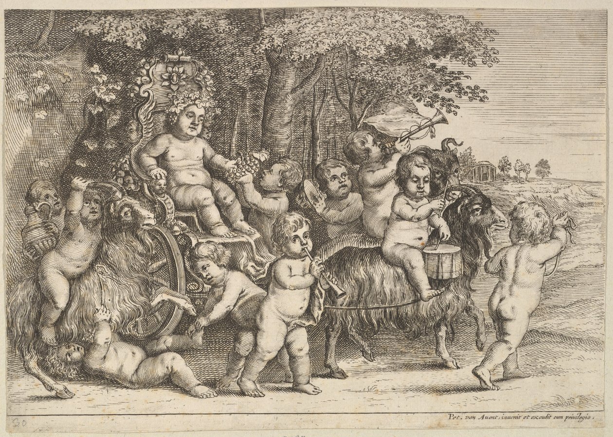 ग्यारह लड़के और तीन बकरियां, 1625-77। द्वारा Wenceslaus Hollar