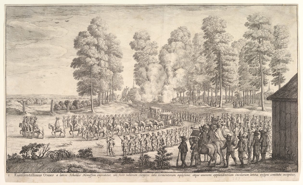 हेमिसन में कल और टैक्सियों की गिनती का प्रवेश, सीए। 1651। द्वारा Wenceslaus Hollar