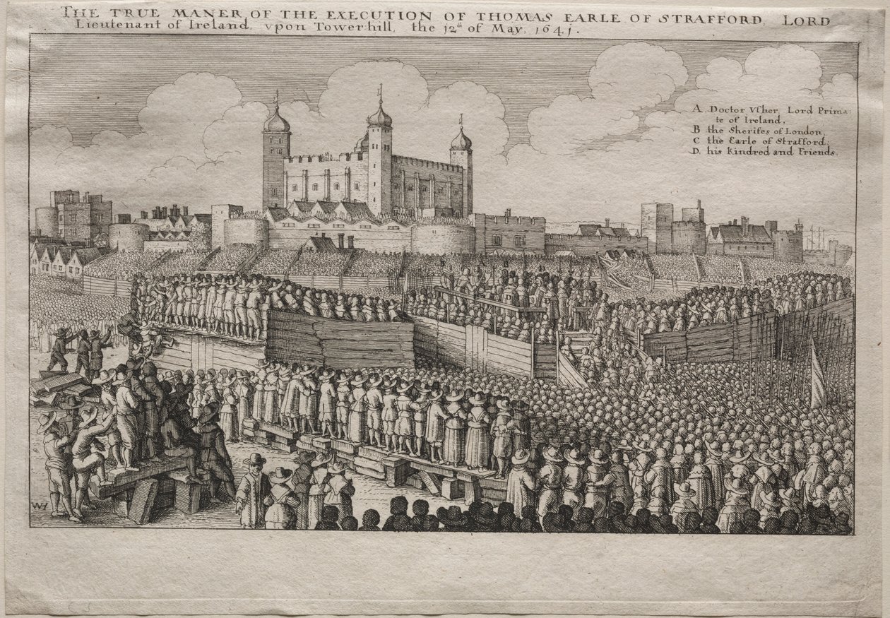 1641 के स्ट्रॉफोर्ड के अर्ल का निष्पादन। द्वारा Wenceslaus Hollar