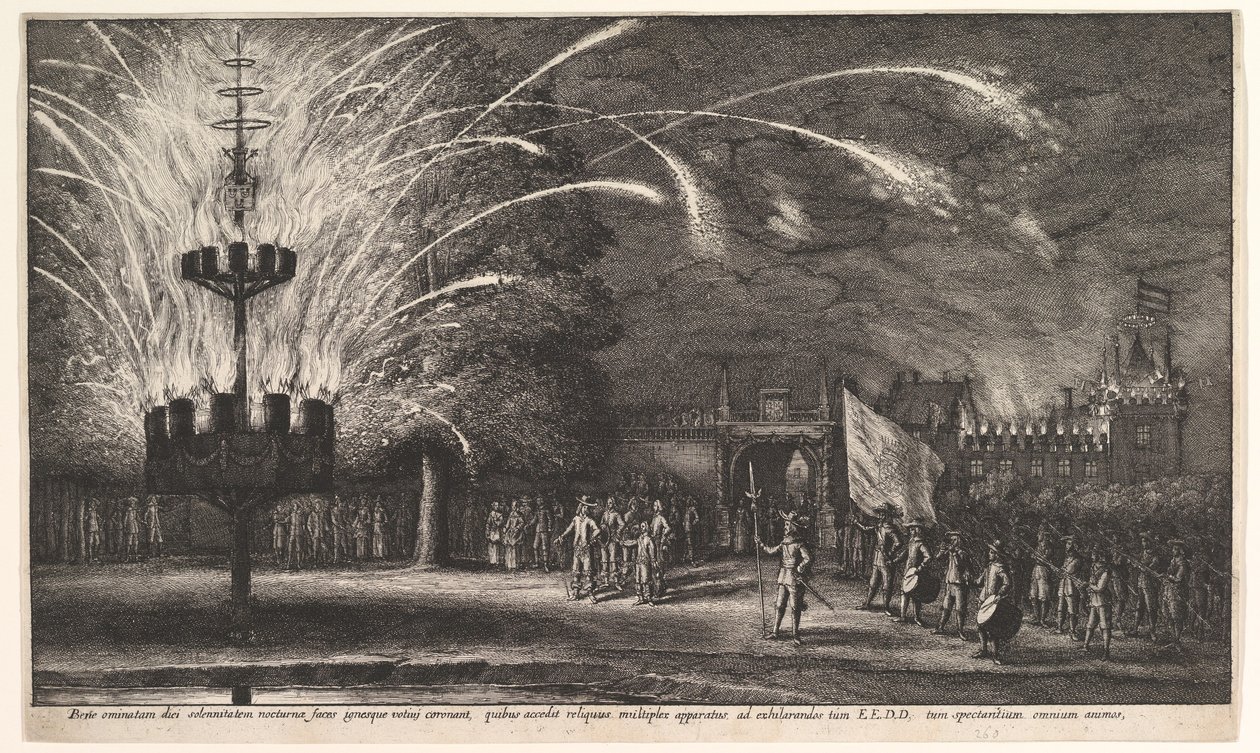 हेमिसम में आतिशबाजी, 1625-77। द्वारा Wenceslaus Hollar