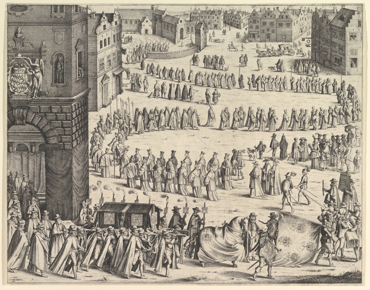 जनरल जोहान बैपटिस्ट वॉन टैक्सिस का अंतिम संस्कार, 1645। द्वारा Wenceslaus Hollar