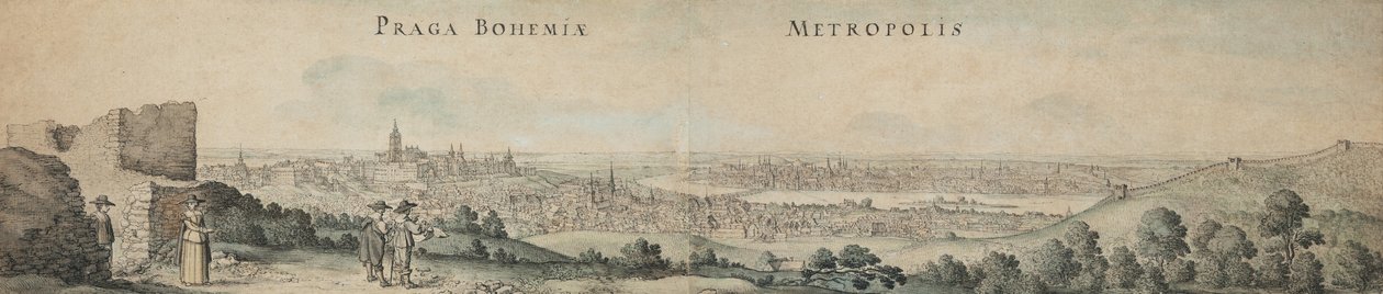 प्राग का शानदार दृश्य द्वारा Wenceslaus Hollar