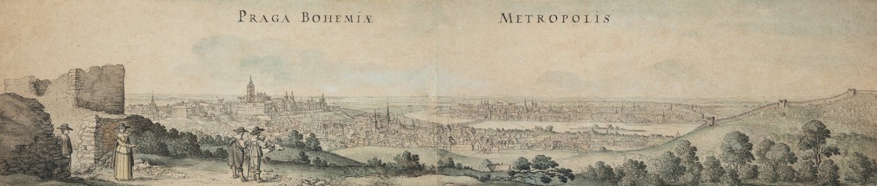 प्राग का शानदार दृश्य द्वारा Wenceslaus Hollar