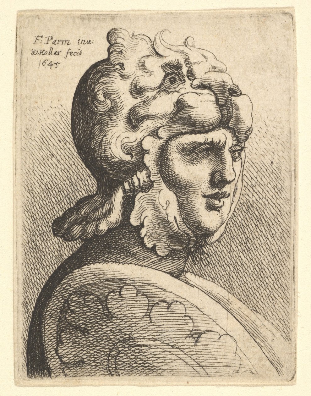 हेलमेट सिर, 1645। द्वारा Wenceslaus Hollar