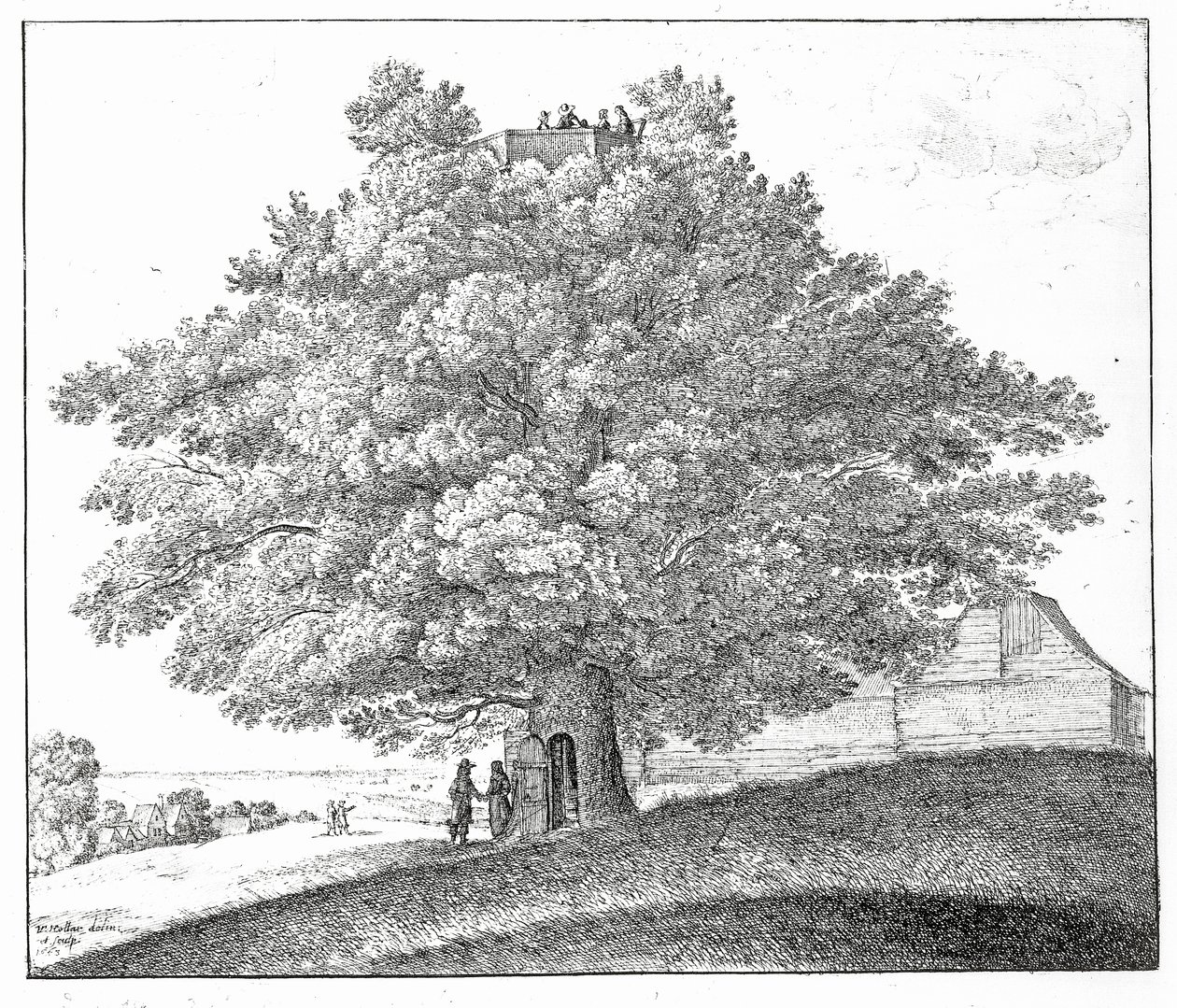 हम्पस्टेड, 1663 में खोखला पेड़ द्वारा Wenceslaus Hollar