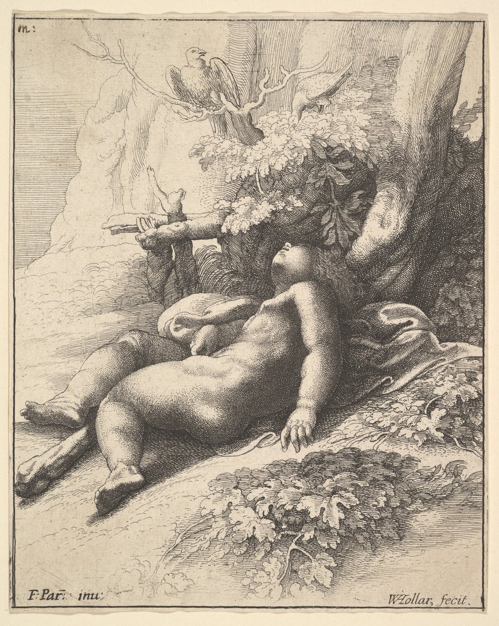 शिशु हरक्यूलिस सोते हुए, 1625-77। द्वारा Wenceslaus Hollar