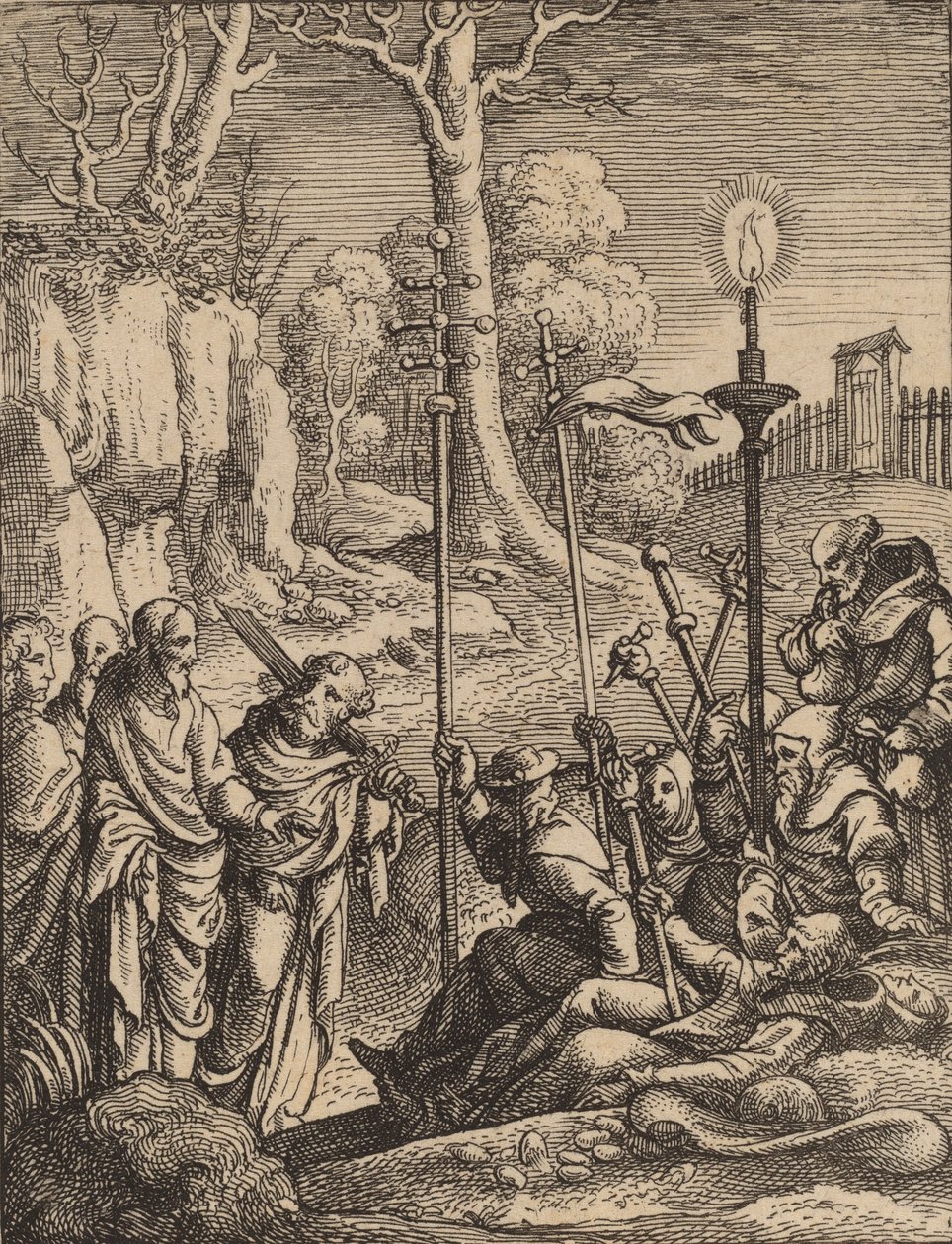 यीशु का अपने विरोधियों से सामना। द्वारा Wenceslaus Hollar