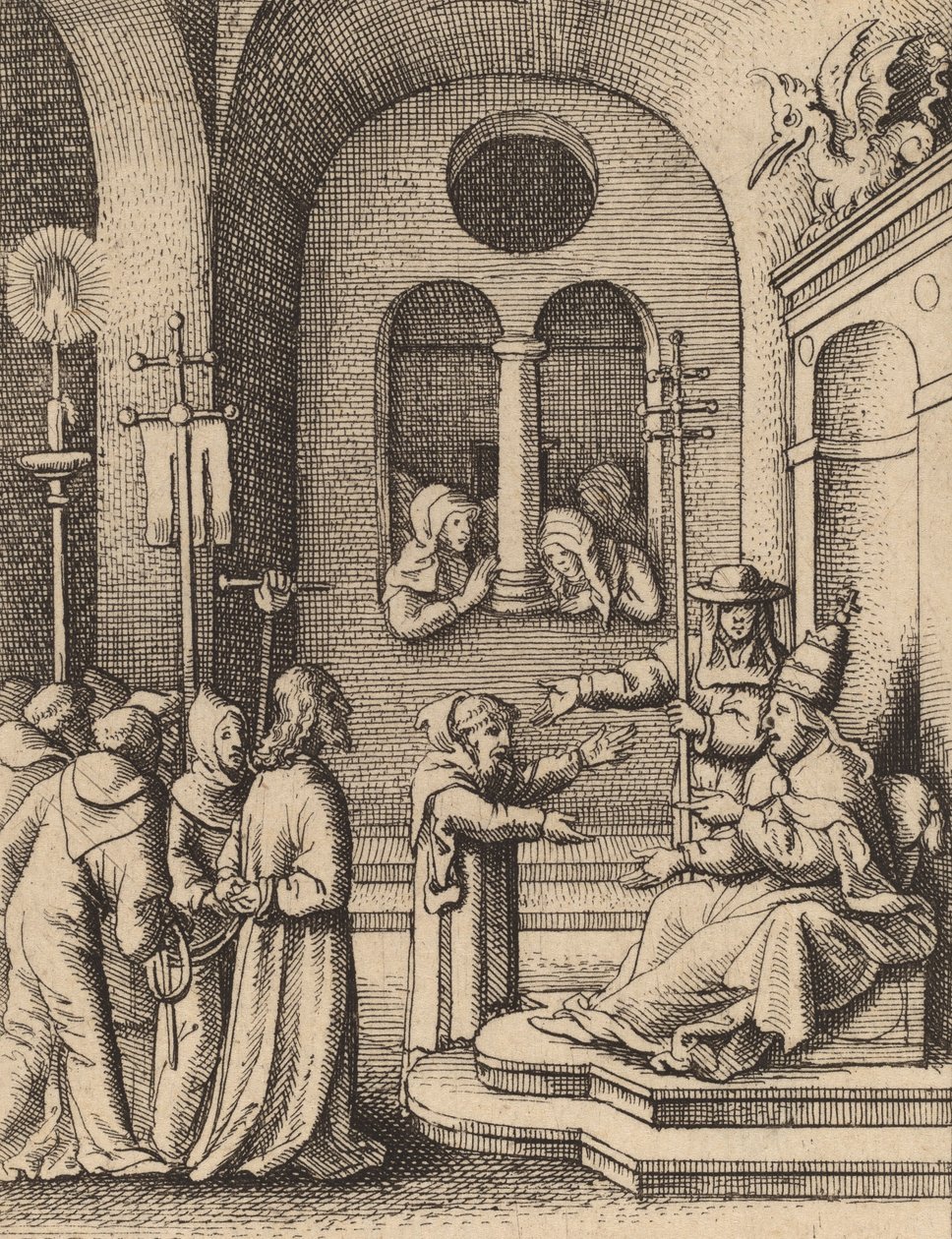 यीशु फिर से कैफा के सामने। द्वारा Wenceslaus Hollar