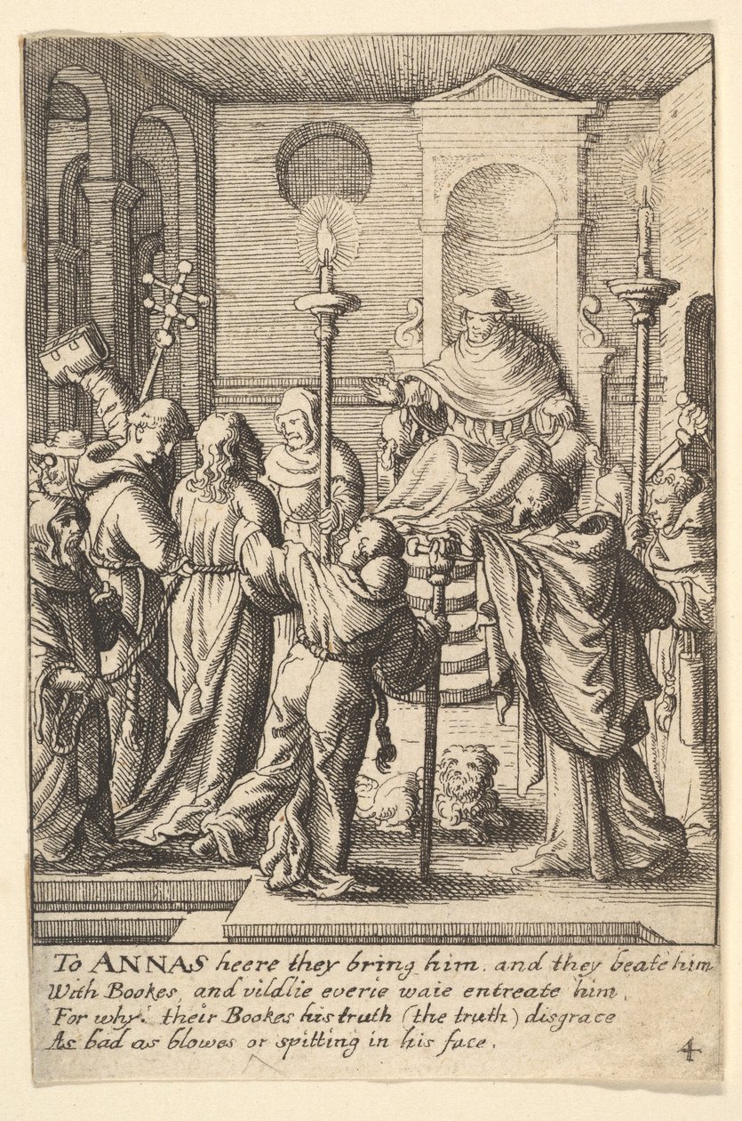 अन्नस से पहले यीशु, 1625-77। द्वारा Wenceslaus Hollar