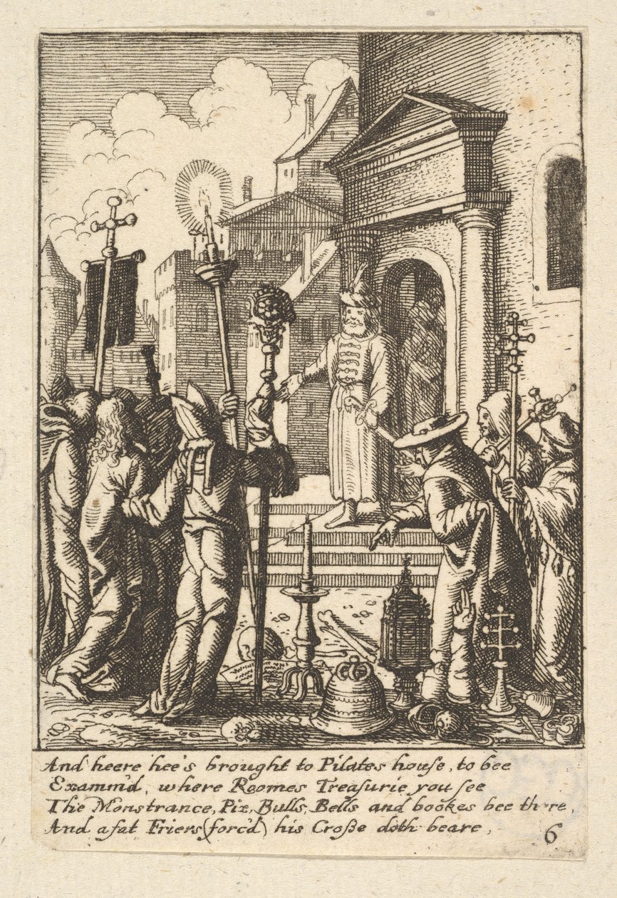 पीलातुस के सामने यीशु, 1625-77। द्वारा Wenceslaus Hollar