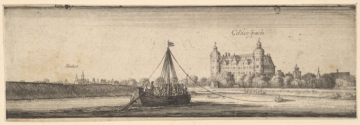 होचस्ट एम मेन के पास केलस्टरबैक कैसल, 1642-44। द्वारा Wenceslaus Hollar