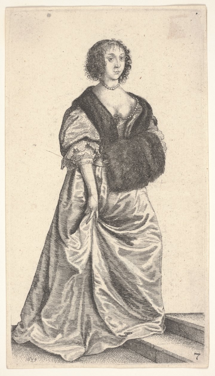 दो कदम पर खड़ी मफ के साथ लेडी द्वारा Wenceslaus Hollar