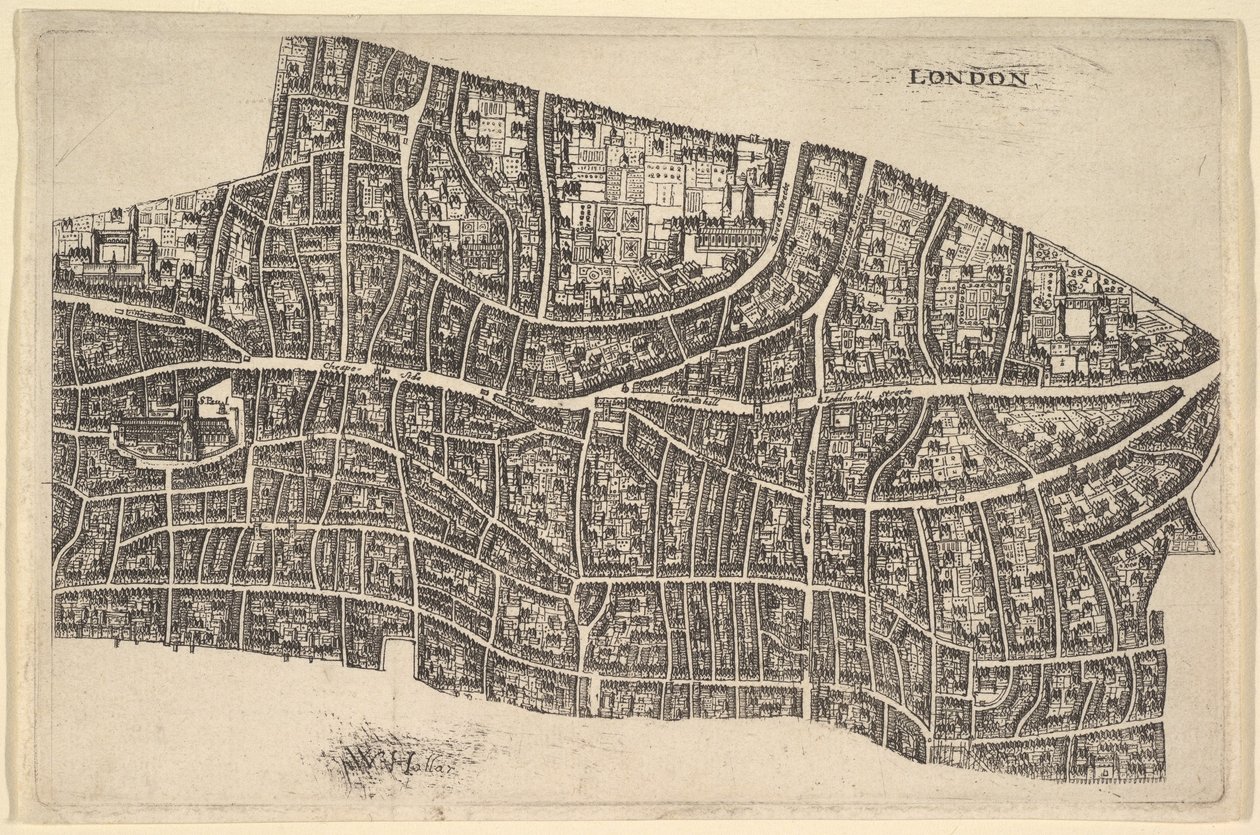 ग्रेट फायर से पहले लंदन, 1666-77। द्वारा Wenceslaus Hollar