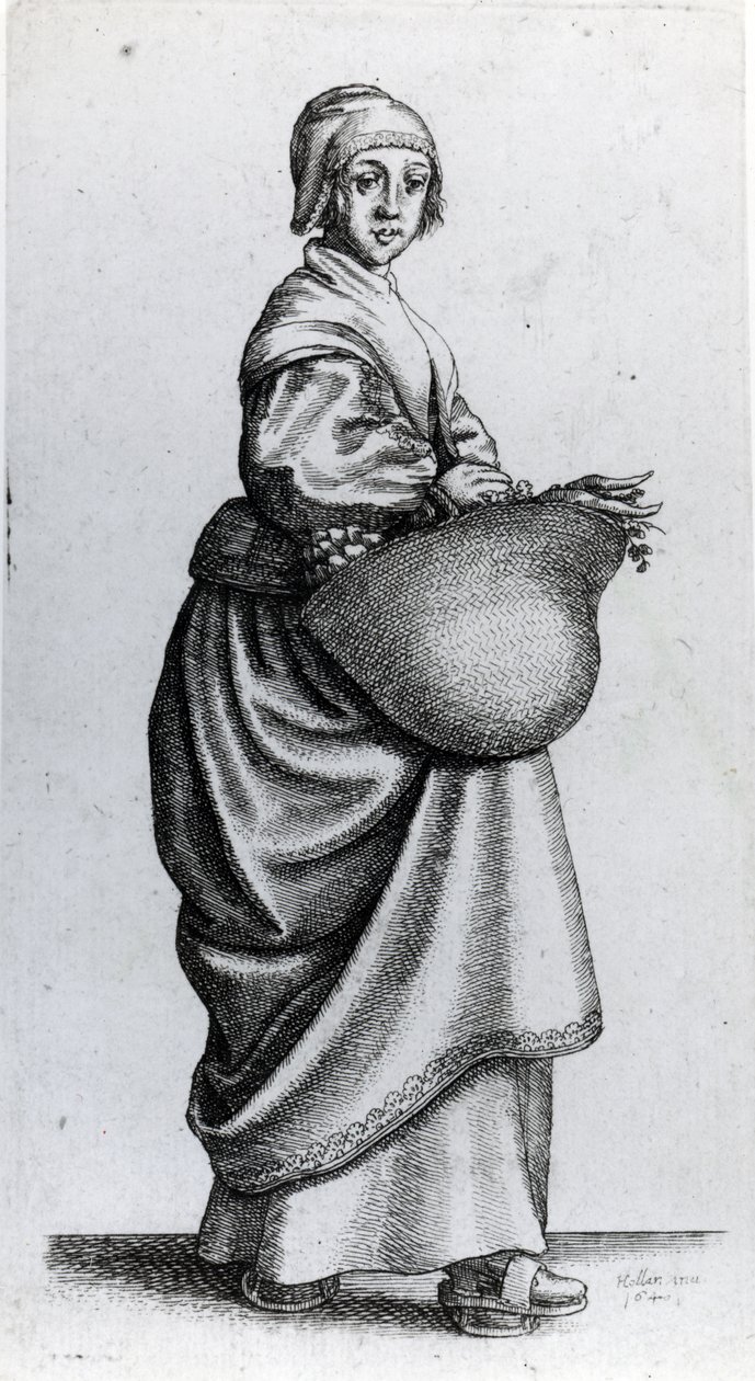 1640 में बाजार से लौट रहे नौकरानी द्वारा Wenceslaus Hollar