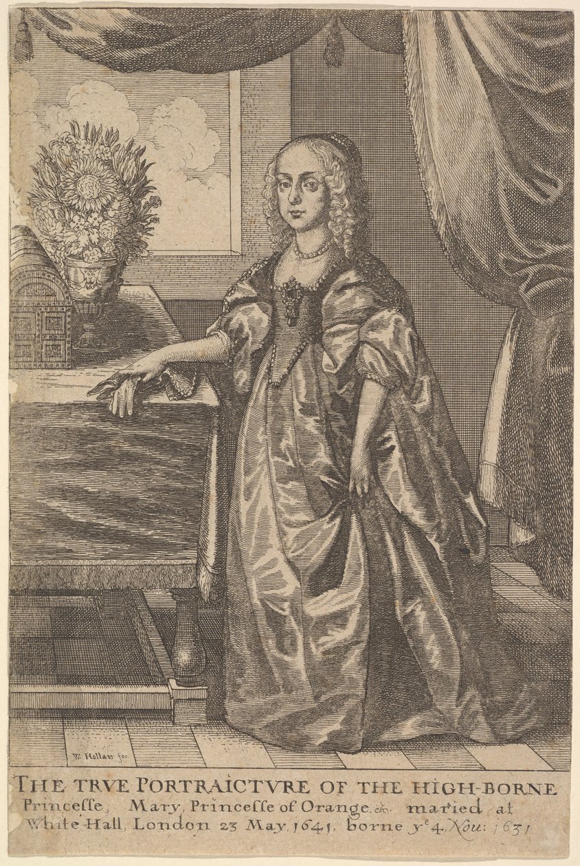 मैरी, ऑरेंज की राजकुमारी, 1625-77। द्वारा Wenceslaus Hollar