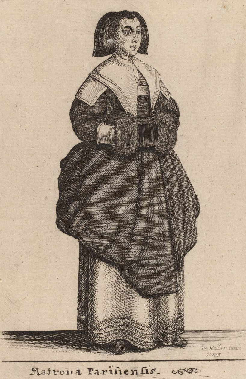 पेरिस का मैट्रन, 1643। द्वारा Wenceslaus Hollar
