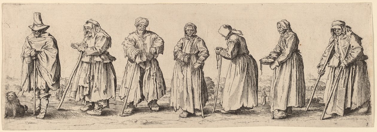 पुरुष और महिला भिखारी। द्वारा Wenceslaus Hollar