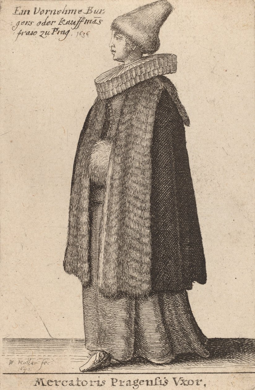 प्राग के मर्चेंट का Vxor, 1642। द्वारा Wenceslaus Hollar
