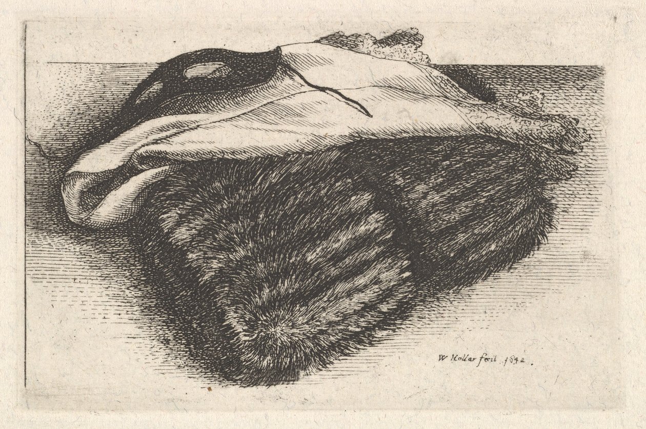 मफ, सफेद केरचफ और मास्क, 1642। द्वारा Wenceslaus Hollar